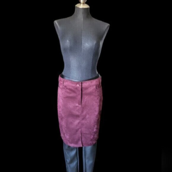 Point Zero Velvet Faux Suede Wine Color  Skirt New Sz 11 - Picture 5 of 11